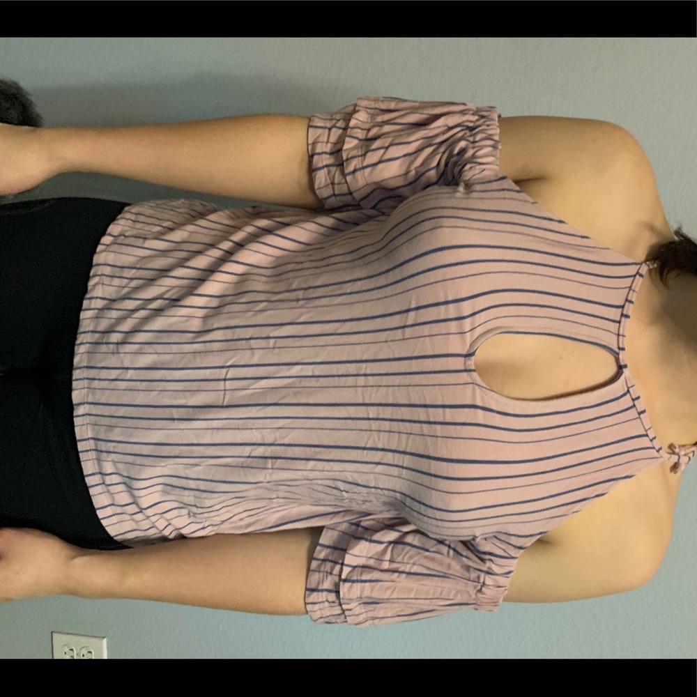 American Eagle pink striped shirt